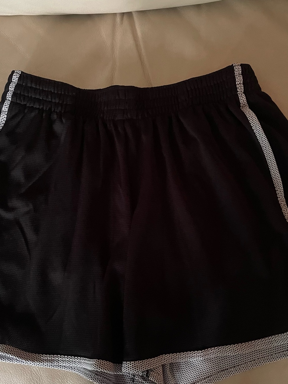 Champion Black Mesh Athletic Shorts with White Trim